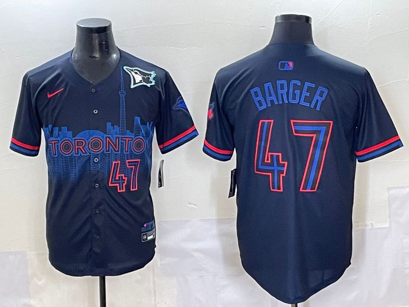 Men 2025 Toronto Blue Jays #47 Barger Black Joint Name Nike MLB Jersey style 7->toronto blue jays->MLB Jersey